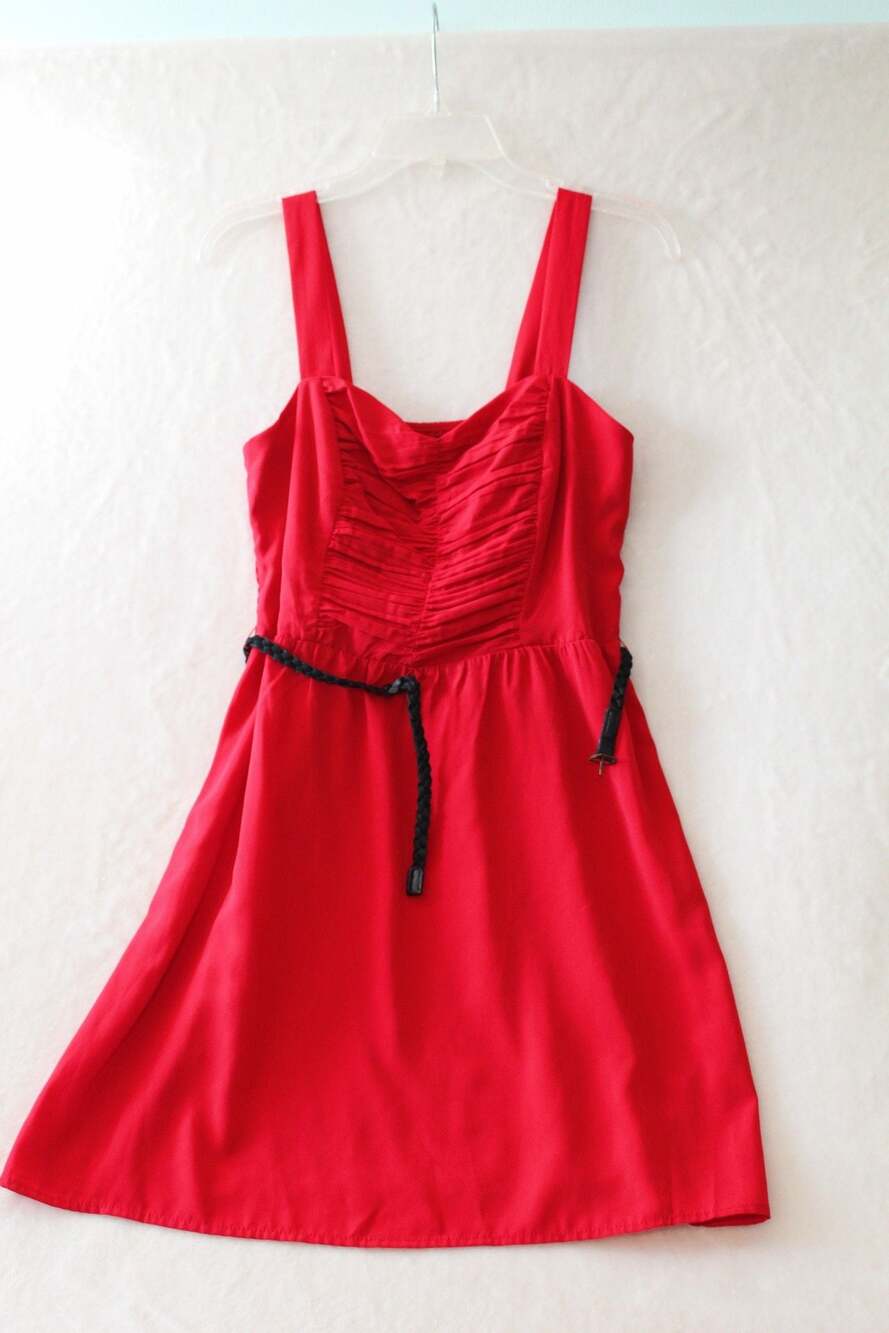 Love Reign Red Ruched Sleeveless Dress Size M